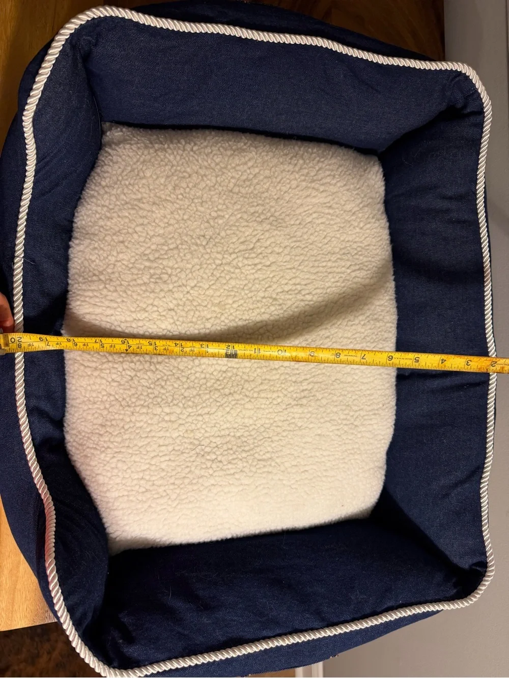 Wrangler Blue Denim Pet Lounger with Cream Sherpa